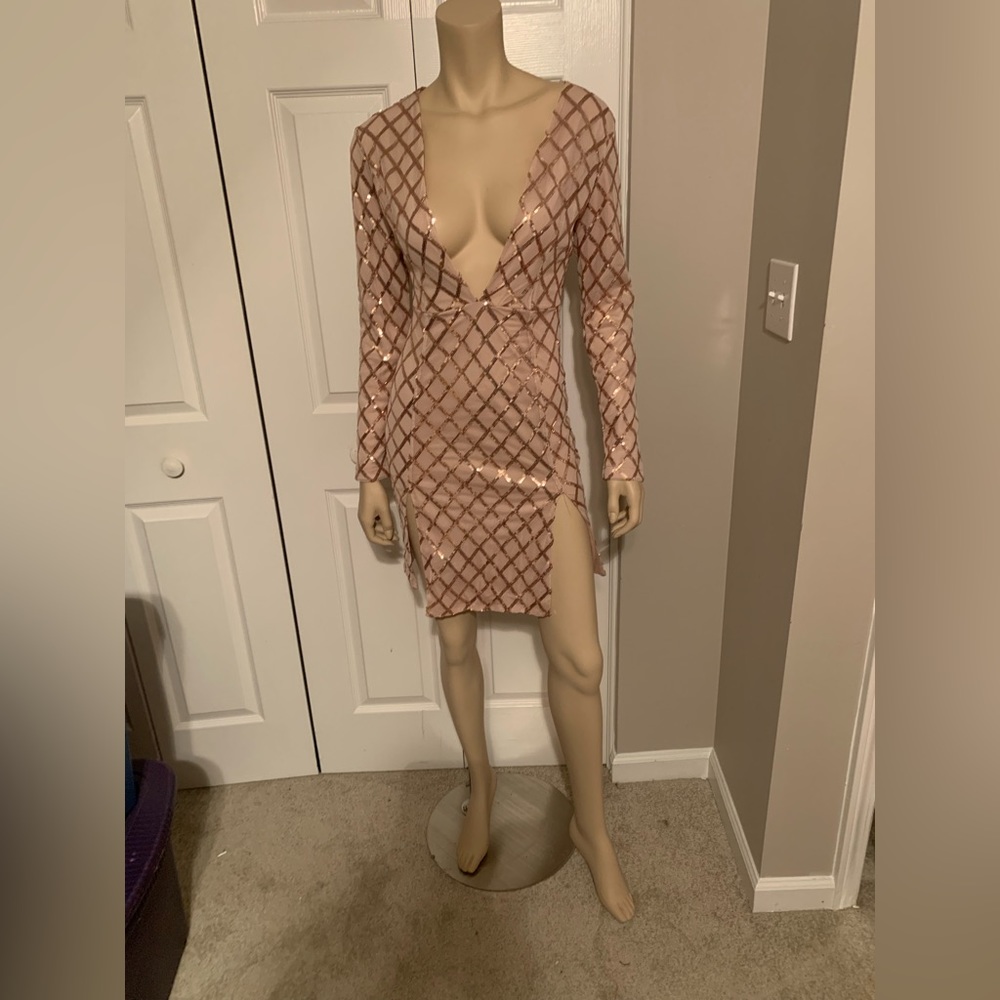 Rose gold sequin dress